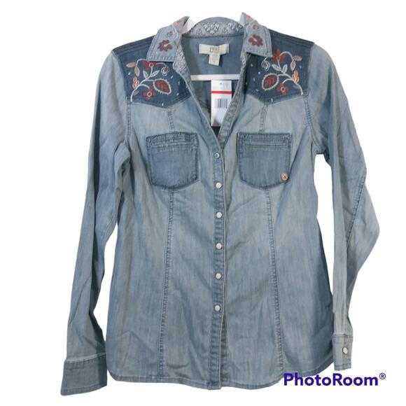 Vintage America Blues Sinclair Blue Embroidered Button Up Shirt Size XS - Picture 2 of 11